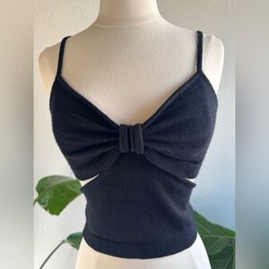 Fashion Nova Black Bow Front Knit Tank Top